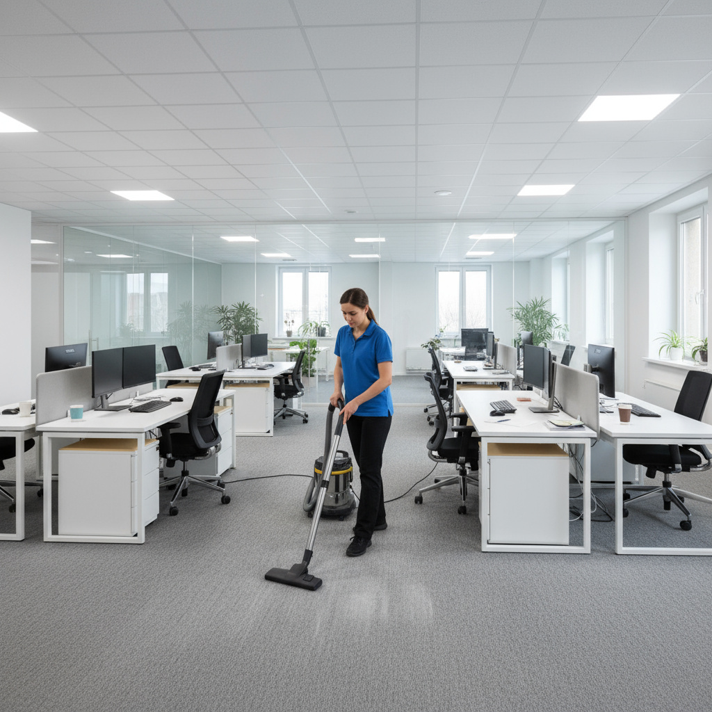 Commercial office being vacuumed